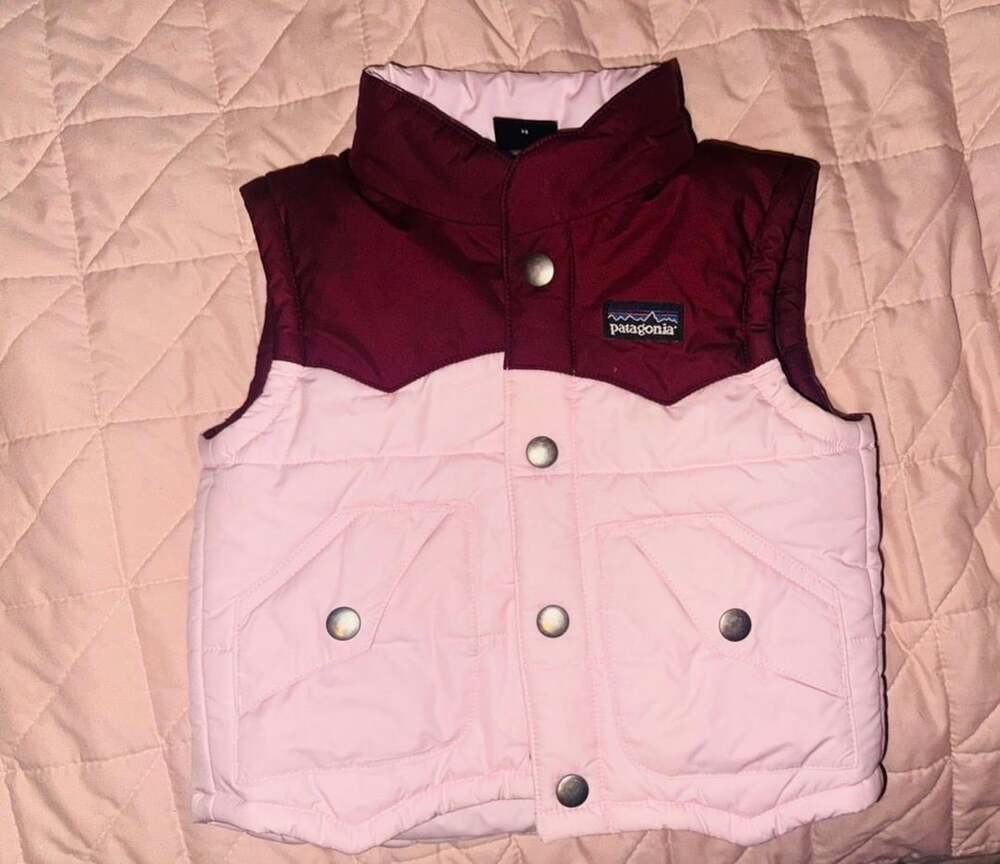 Patagonia Puffer Vest 12M Pink Brown Western Yoke Quilted Insulated Outerwear